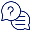 Icon of two overlapping speech bubbles, one with a question mark and the other with lines, representing the "About Us" mega menu.